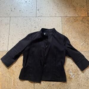 Issey miyake black cropped stand collar jacket